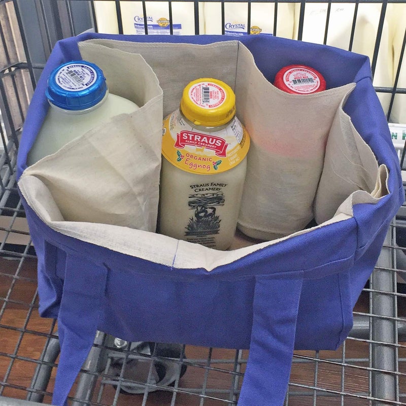 Simple Ecology Organic Cotton Deluxe Reusable Grocery Shopping Bag with Bottle Sleeves and Rigid Bottom Support (UPDATED DESIGN) - Natural 3 Pack - Image 4